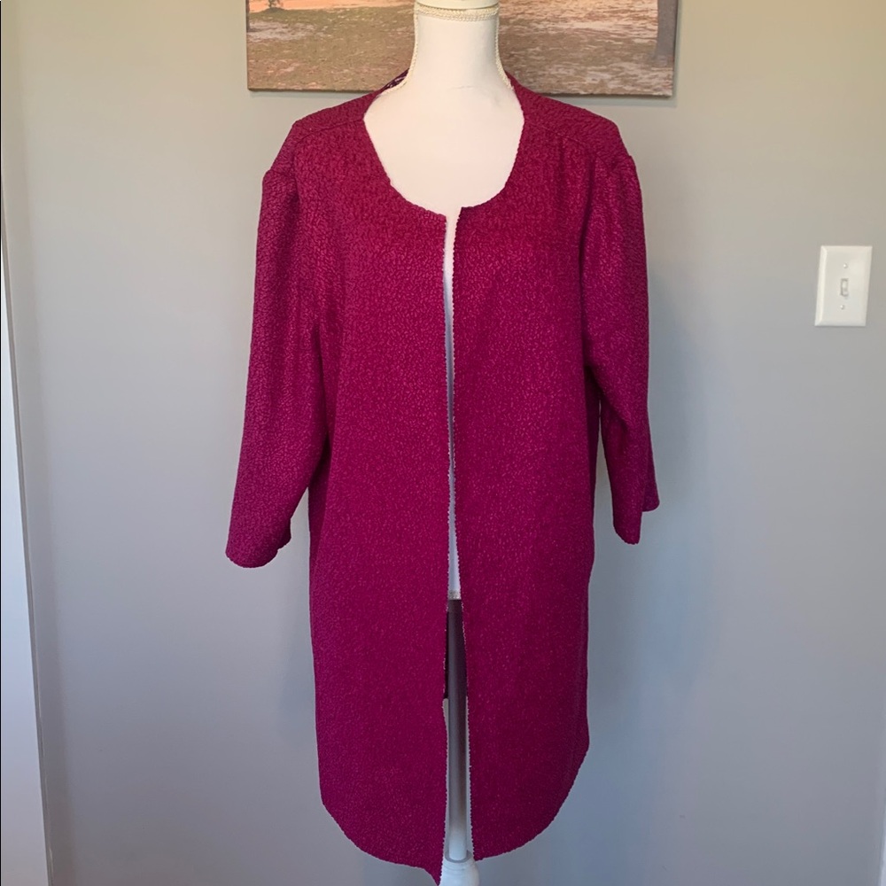 Chico’s/Travelers Jacket Reversible crushed ikat Fuchsia/ purple size 
2-XL - Picture 5 of 9